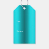 Moderner Silberbaum auf Aqua Geschenkanhänger (Rückseite)