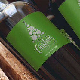 Moderner Silberbaum auf Grün Weinetikett