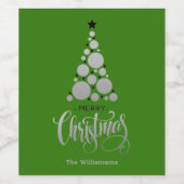 Moderner Silberbaum auf Grün Weinetikett (Einzelnes Label)