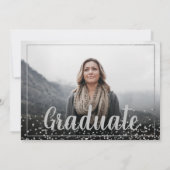 Moderner, silberfarbener, minimalistischer Foto-Ab Einladung (Rückseite)