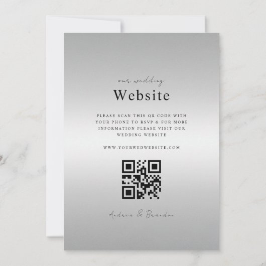 Moderner, silberfarbener QR-Code Einladung (Rückseite)