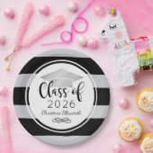 Moderner, silberfarbener Streifen - kundenspezifis Pappteller (Party)