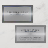 Moderner Silbergrau-Edelstahl-Blauer Akzent Visitenkarte (Vorne/Hinten)