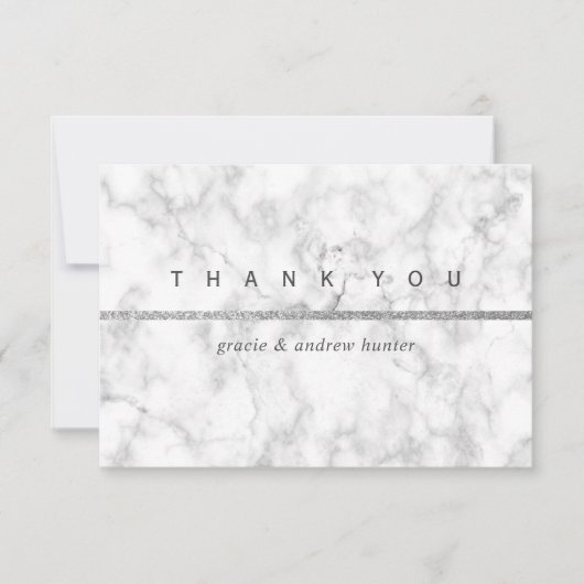 Moderner Silbermarmor - Glitzer Danke Karte (Vorderseite)