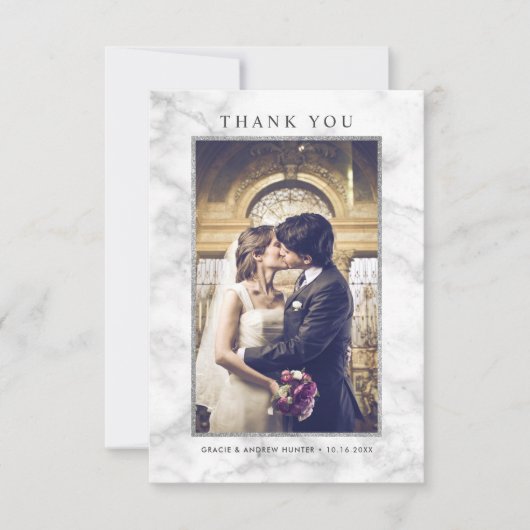 Moderner Silbermarmor - Glitzer Danke Karte (Vorderseite)