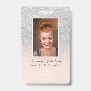Moderner silberner Glitter-Logo-Mitarbeiter-Fotoau Ausweis