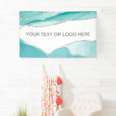 Moderner Silberner Glitzer Agate Aquamarin Minze W Banner (Insitu)
