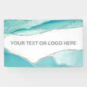 Moderner Silberner Glitzer Agate Aquamarin Minze W Banner (Horizontal)