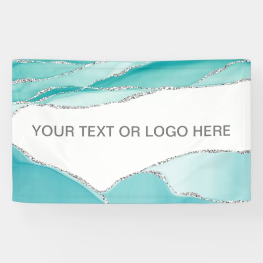 Moderner Silberner Glitzer Agate Aquamarin Minze W Banner (Horizontal)