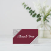 Moderner silberner Glitzer auf Burgund Vielen Dank Begleitkarte (Stehend Vorderseite)