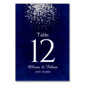 Moderner Silberner Glitzer auf Royal Blue Tischnummer (Rückseite)