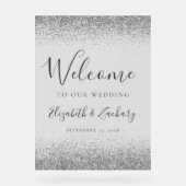 Moderner Silberner Glitzer Blassgraue Hochzeit Wil Acrylschild (Vorderseite)