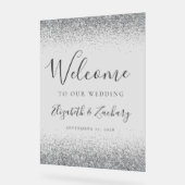 Moderner Silberner Glitzer Blassgraue Hochzeit Wil Acrylschild (Winkel)