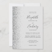 Moderner Silberner Glitzer Blassgrauer QR-Code Hoc Einladung (Vorderseite)