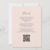 Moderner Silberner Glitzer Blush Pink QR Code Hoch Einladung (Rückseite)