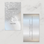 Moderner Silberner Glitzer Bokeh, Gitarre Visitenkarte (Vorne/Hinten)