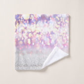 Moderner Silberner Glitzer Bokeh Rainbow Badhandtuch Set (Waschlappen)