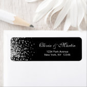 Moderner Silberner Glitzer Confetti auf schwarz (Insitu)