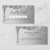 Moderner Silberner Glitzer Drop Salon & Wellness-C Visitenkarte (Vorne/Hinten)