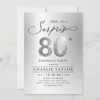 Moderner silberner Glitzer Erwachsener überrascht Einladung