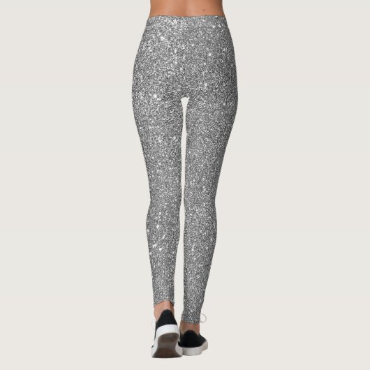Moderner Silberner Glitzer Funkelnd stilvoll Leggings (Rückseite)