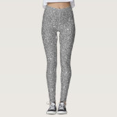 Moderner Silberner Glitzer Funkelnd stilvoll Leggings (Vorderseite)