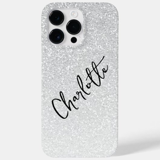 Moderner Silberner Glitzer Girly Chic Personalisie Case-Mate iPhone Hülle (Rückseite)