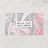 Moderner silberner Glitzer Korallengraue Pastellma Visitenkarte (Vorderseite)