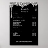 Moderner Silberner Glitzer Preislisten Poster (Vorne)