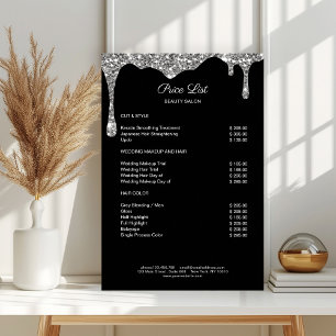Moderner Silberner Glitzer Preislisten Poster