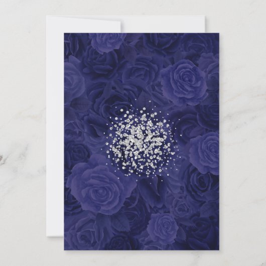 Moderner Silberner Glitzer zu Royal Blue Rose Save The Date (Rückseite)