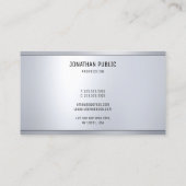 Moderner silberner metallischer Blick-einfache Visitenkarte (Rückseite)