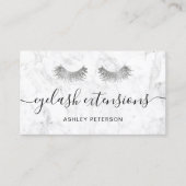 Moderner silberner Wimpern trendiger weißer Marmor Visitenkarte (Vorderseite)