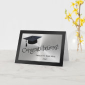 Moderner Silberschwarzer Glückwunsch Abschluss Karte (Gelbe Blume)