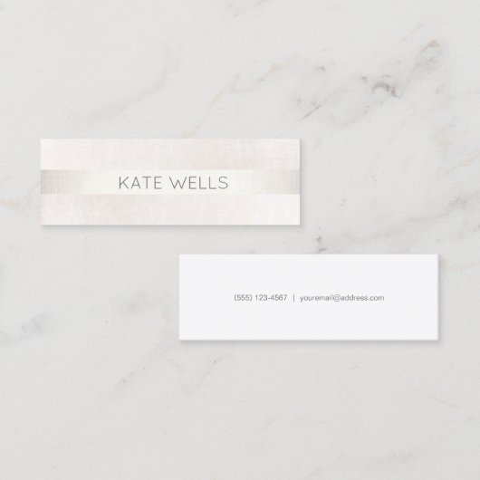 Moderner Silberstreifen mit weißem Marmor Beruflic Mini Visitenkarte (Vorne/Hinten)
