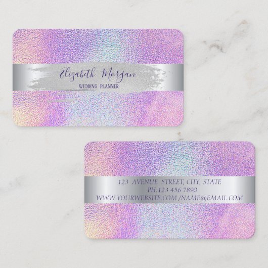 Moderner, Silberstreifen, Pinselstriche, Holografi Visitenkarte (Vorne/Hinten)