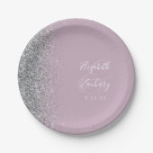 Moderner Silbertäger Glitzer Dusty Lilac Wedding Pappteller (Vorderseite)