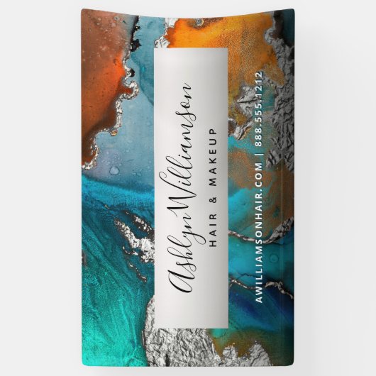 Moderner silbertürkisfarbener Stylist Banner (Vertikal)