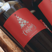 Moderner Silberweihnachtsbaum auf Rot Weinetikett