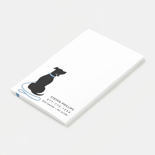 Moderner Silhouette Hund Post-it Klebezettel (angewinkelt)