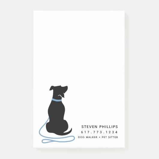 Moderner Silhouette Hund Post-it Klebezettel (Vorderseite)