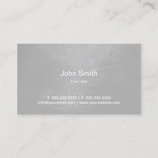 Moderner Silver Brushed Texture Catering Visitenkarte (Rückseite)