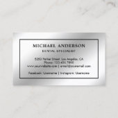 Moderner Silver Foil Tooth Zahnarzt Visitenkarte (Rückseite)