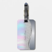 Moderner Silver Glitzer Bokeh, Holografie, Monogra Gepäckanhänger (Rückseite vertikal)