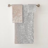 Moderner Silver Glitzer Bokeh Ombre Badhandtuch Set (Insitu)