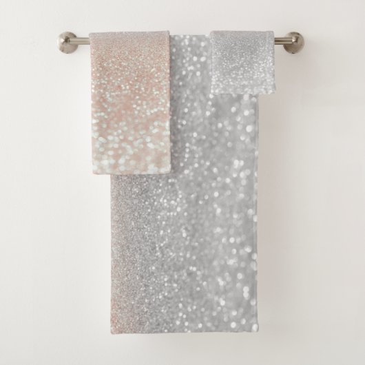 Moderner Silver Glitzer Bokeh Ombre Badhandtuch Set (Insitu)