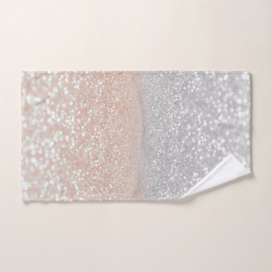 Moderner Silver Glitzer Bokeh Ombre Badhandtuch Set (Handtuch)