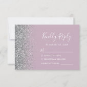 Moderner Silver Glitzer Dusty Lila Lilac RSVP Karte (Vorderseite)