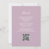 Moderner Silver Glitzer Dusty Lilac QR Code Weddin Einladung (Rückseite)