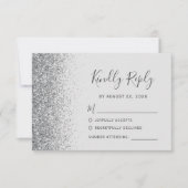 Moderner Silver Glitzer Edge Blassgrau RSVP Karte (Vorderseite)